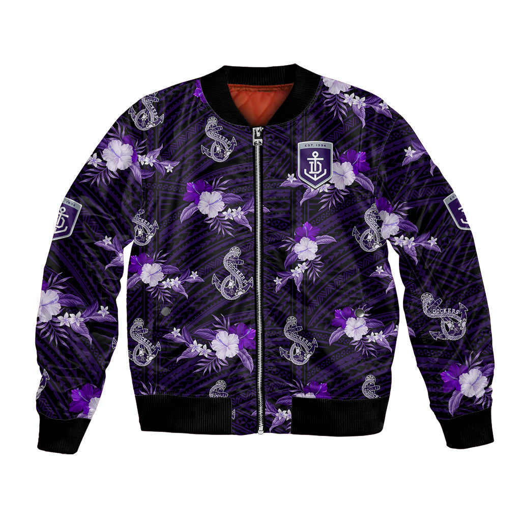 custom-text-and-number-dockers-football-bomber-jacket-polynesian-tribal-mix-tropical-hawaiian-style