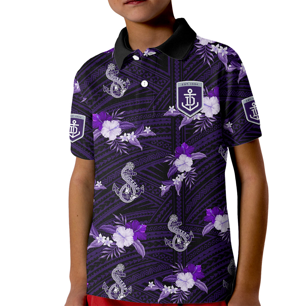 custom-text-and-number-dockers-football-kid-polo-shirt-polynesian-tribal-mix-tropical-hawaiian-style