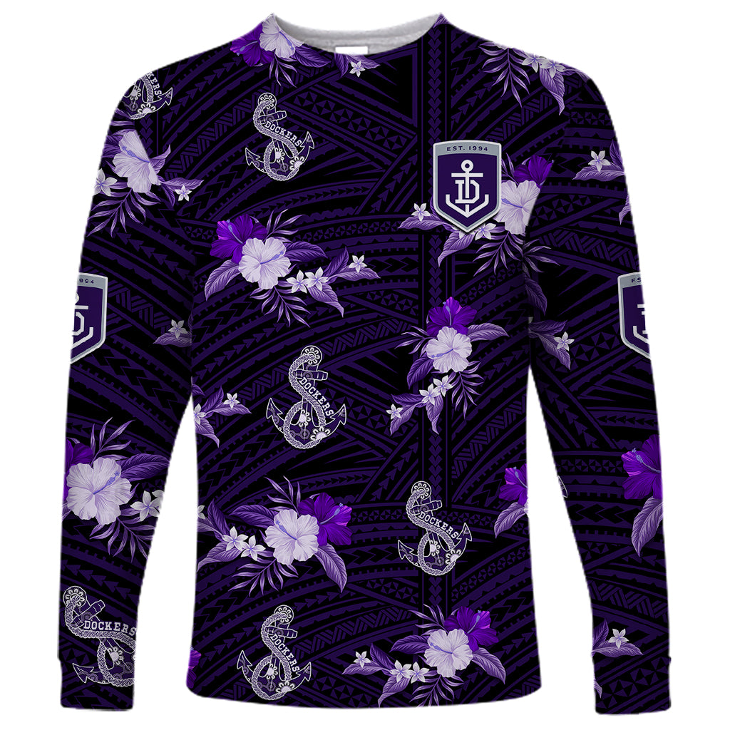 custom-text-and-number-dockers-football-long-sleeve-shirt-polynesian-tribal-mix-tropical-hawaiian-style