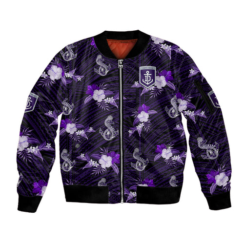 custom-text-and-number-dockers-football-sleeve-zip-bomber-jacket-polynesian-tribal-mix-tropical-hawaiian-style