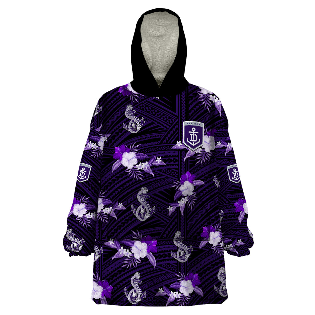 custom-text-and-number-dockers-football-wearable-blanket-hoodie-polynesian-tribal-mix-tropical-hawaiian-style