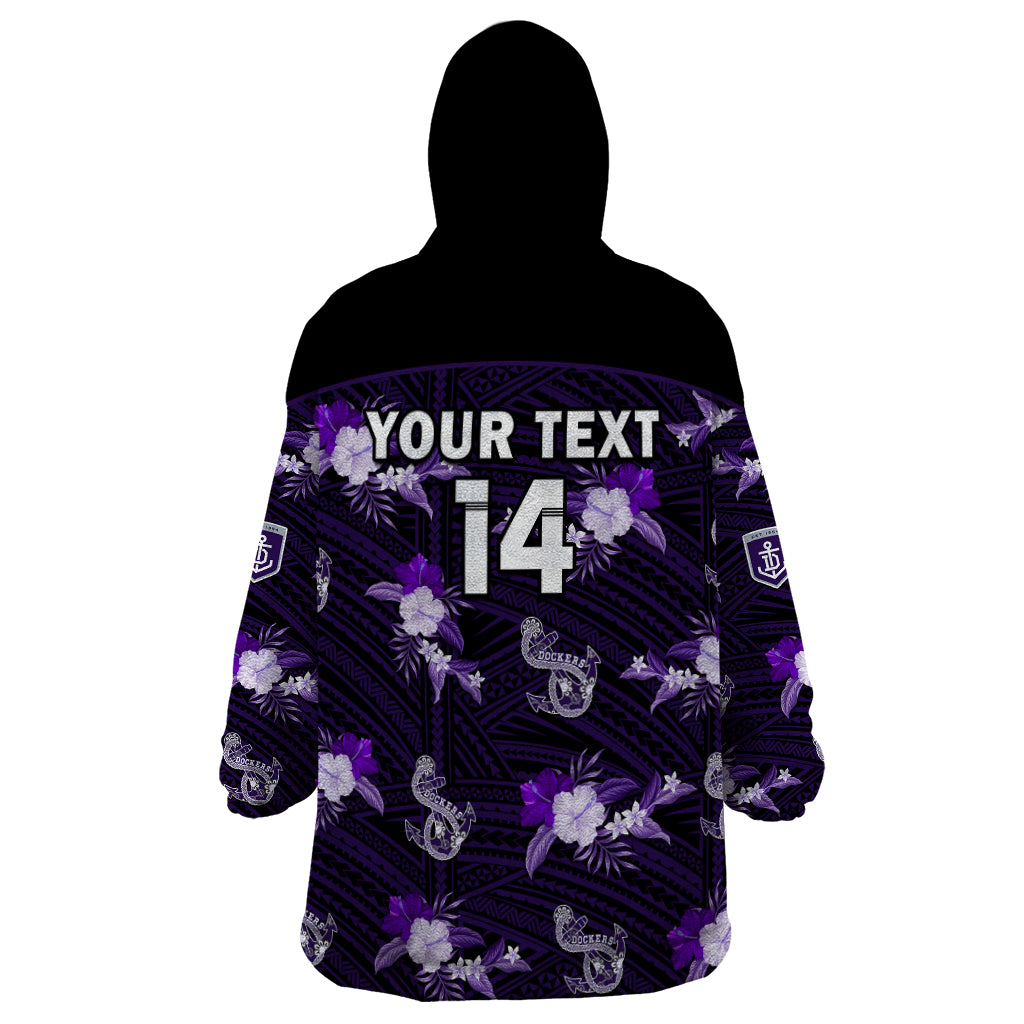 custom-text-and-number-dockers-football-wearable-blanket-hoodie-polynesian-tribal-mix-tropical-hawaiian-style