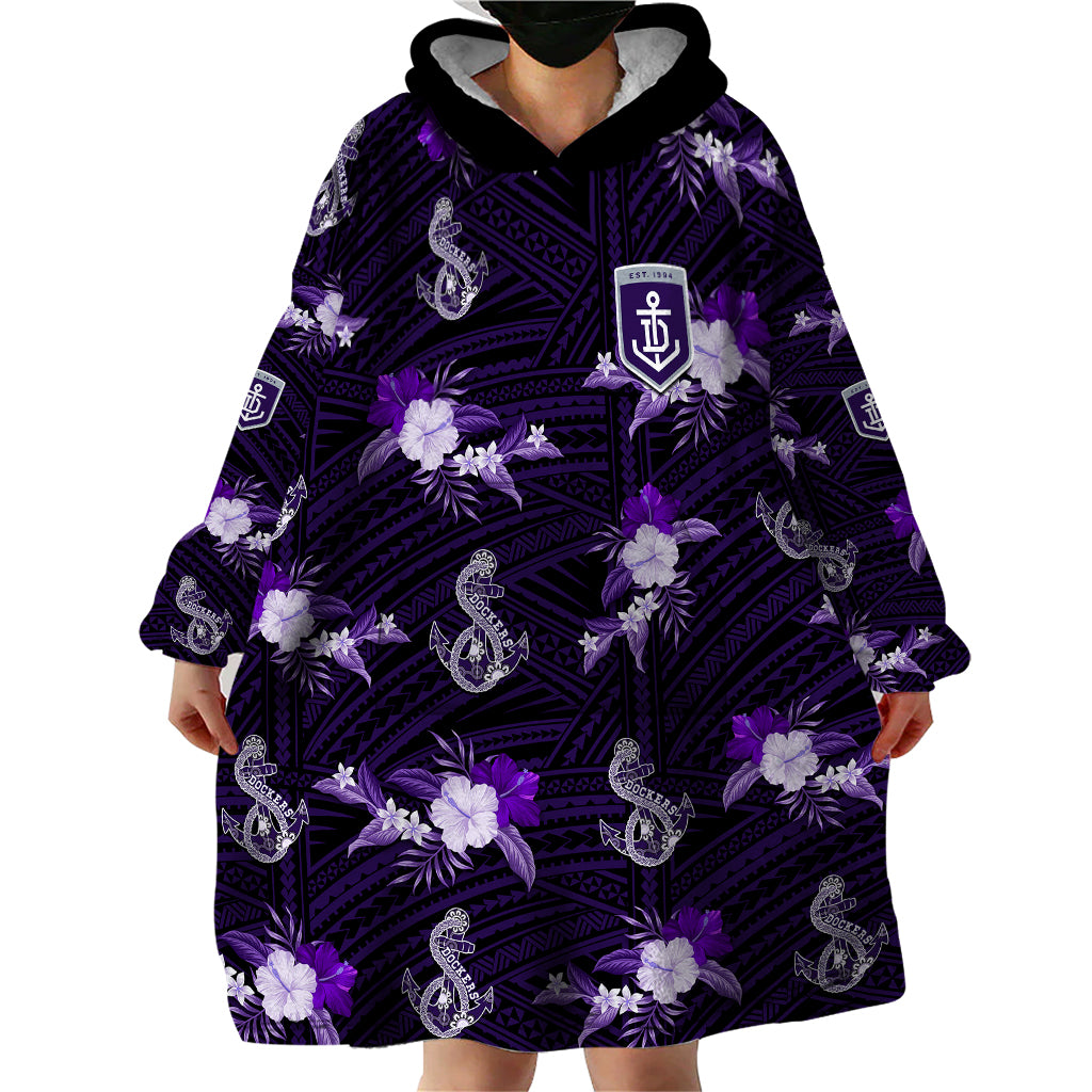 custom-text-and-number-dockers-football-wearable-blanket-hoodie-polynesian-tribal-mix-tropical-hawaiian-style