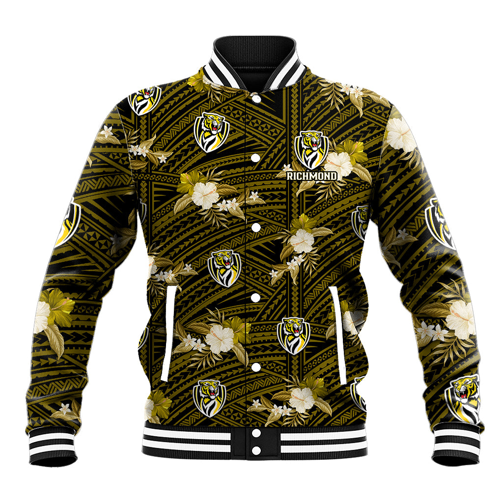 custom-text-and-number-richmond-football-baseball-jacket-polynesian-tribal-mix-tropical-hawaiian-style