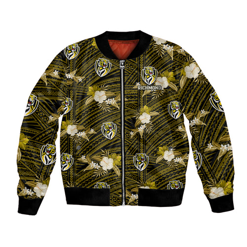 custom-text-and-number-richmond-football-bomber-jacket-polynesian-tribal-mix-tropical-hawaiian-style
