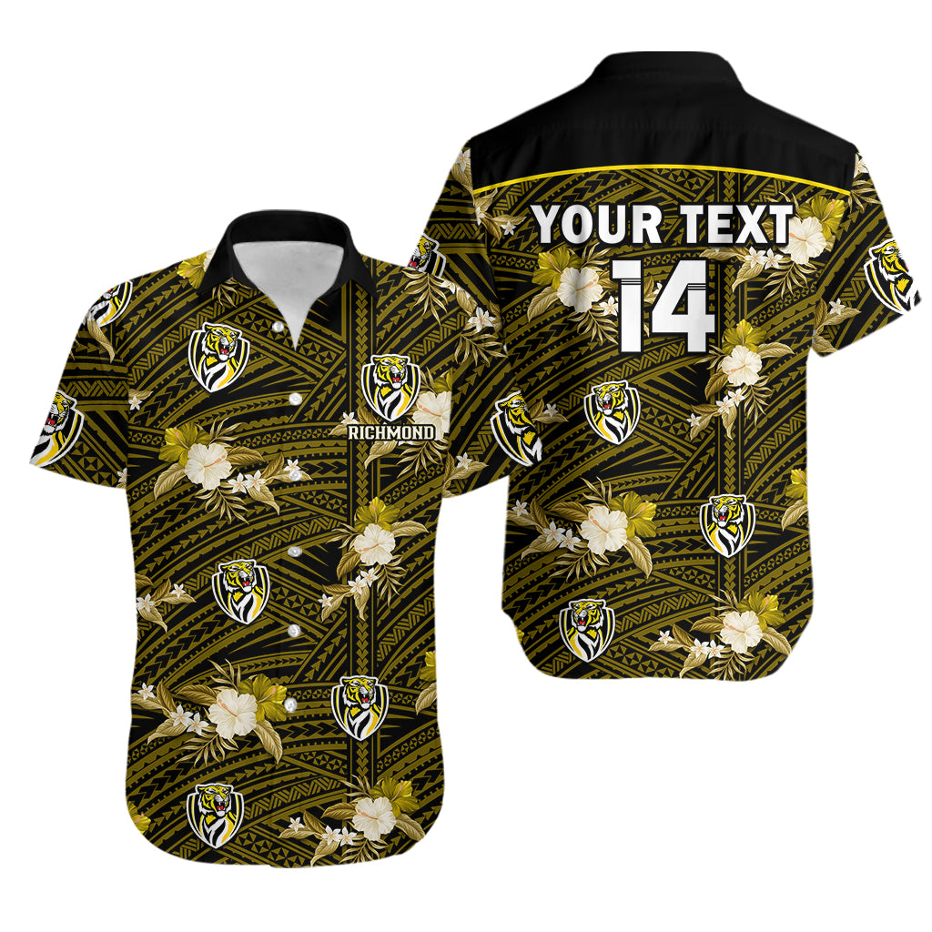 custom-text-and-number-richmond-football-hawaiian-shirt-polynesian-tribal-mix-tropical-hawaiian-style
