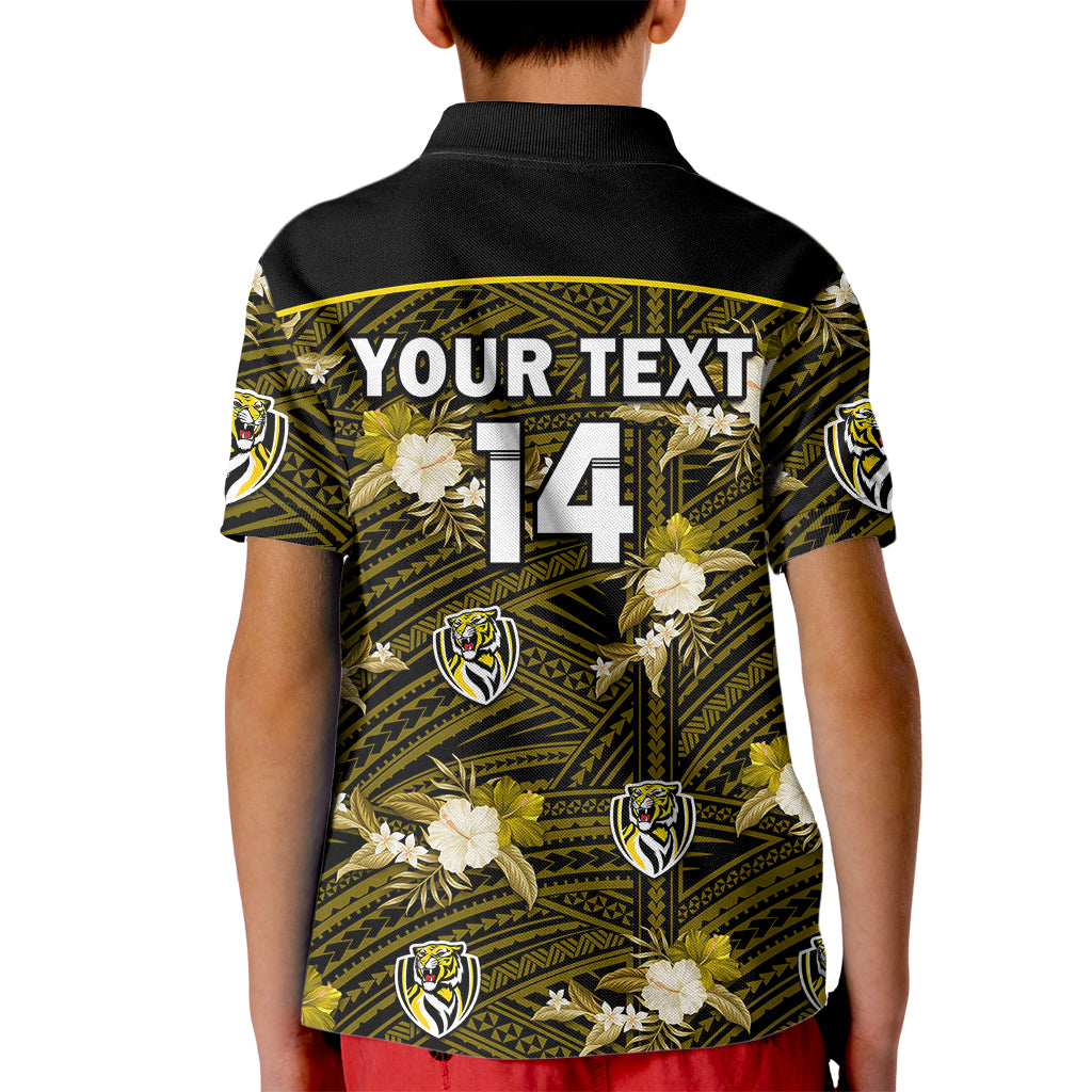 custom-text-and-number-richmond-football-kid-polo-shirt-polynesian-tribal-mix-tropical-hawaiian-style