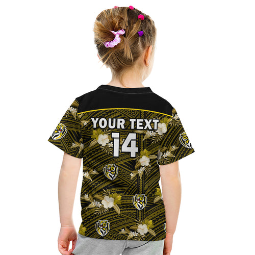 custom-text-and-number-richmond-football-kid-t-shirt-polynesian-tribal-mix-tropical-hawaiian-style