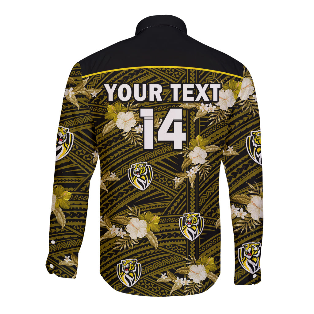 custom-text-and-number-richmond-football-long-sleeve-button-shirt-polynesian-tribal-mix-tropical-hawaiian-style