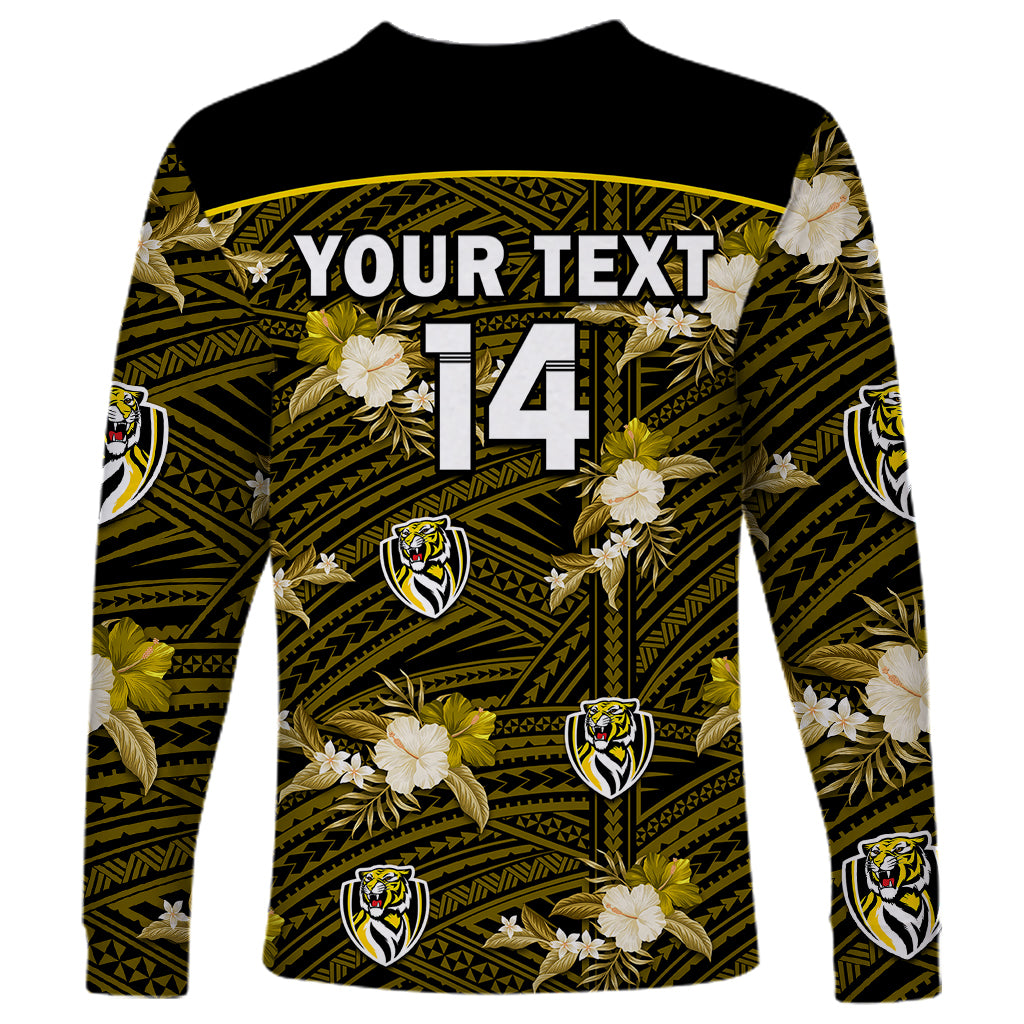 custom-text-and-number-richmond-football-long-sleeve-shirt-polynesian-tribal-mix-tropical-hawaiian-style