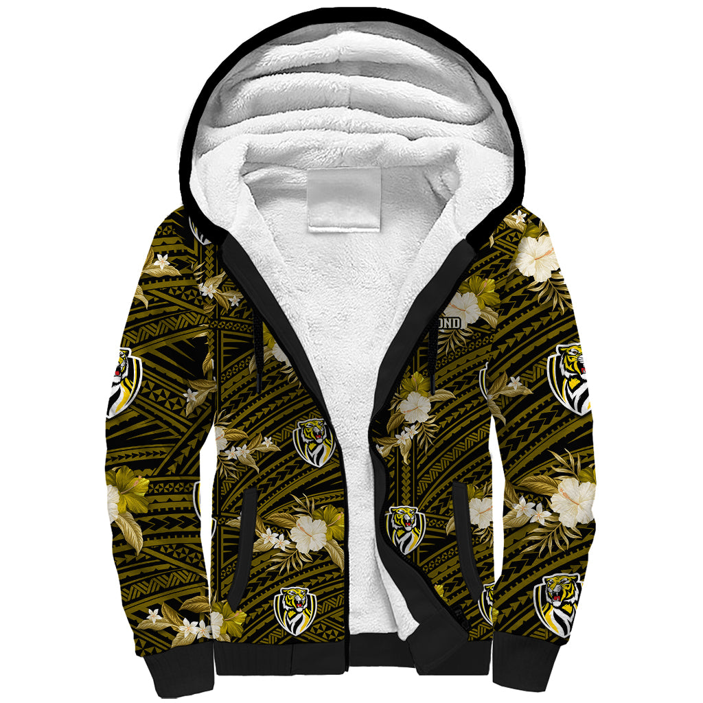 custom-text-and-number-richmond-football-sherpa-hoodie-polynesian-tribal-mix-tropical-hawaiian-style
