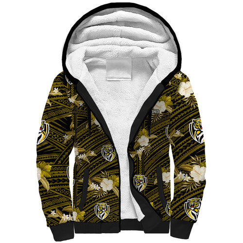 custom-text-and-number-richmond-football-sherpa-hoodie-polynesian-tribal-mix-tropical-hawaiian-style