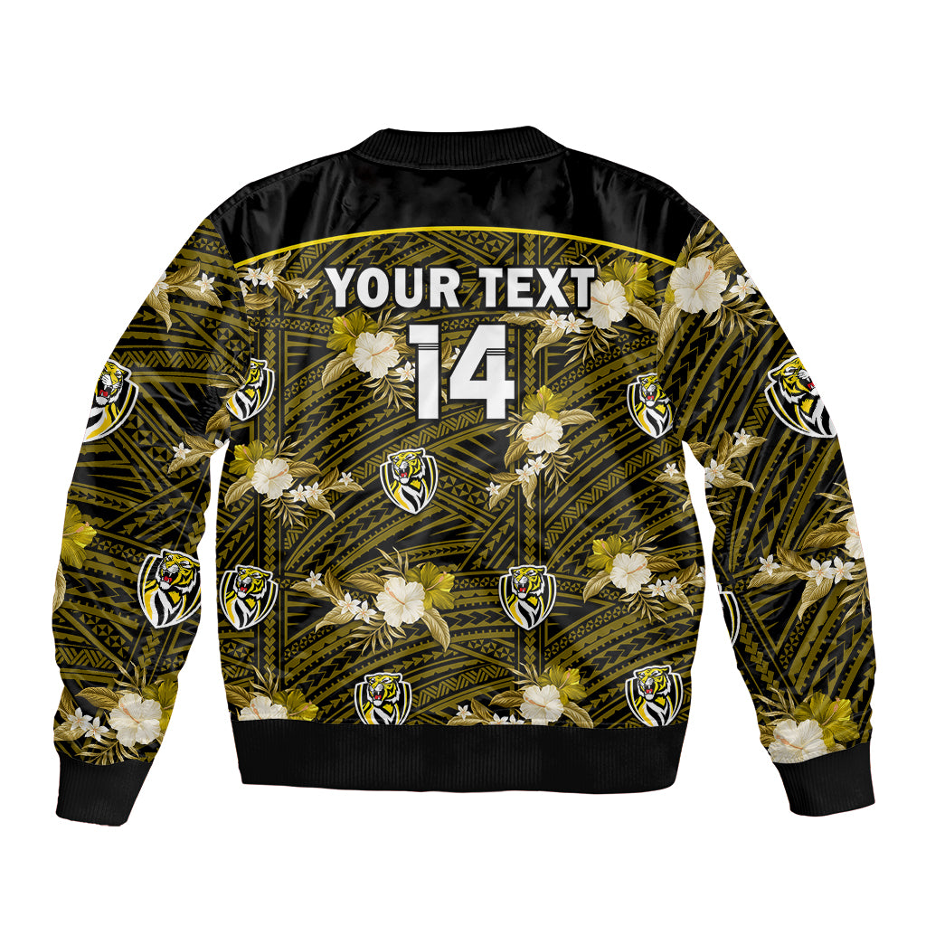 custom-text-and-number-richmond-football-sleeve-zip-bomber-jacket-polynesian-tribal-mix-tropical-hawaiian-style