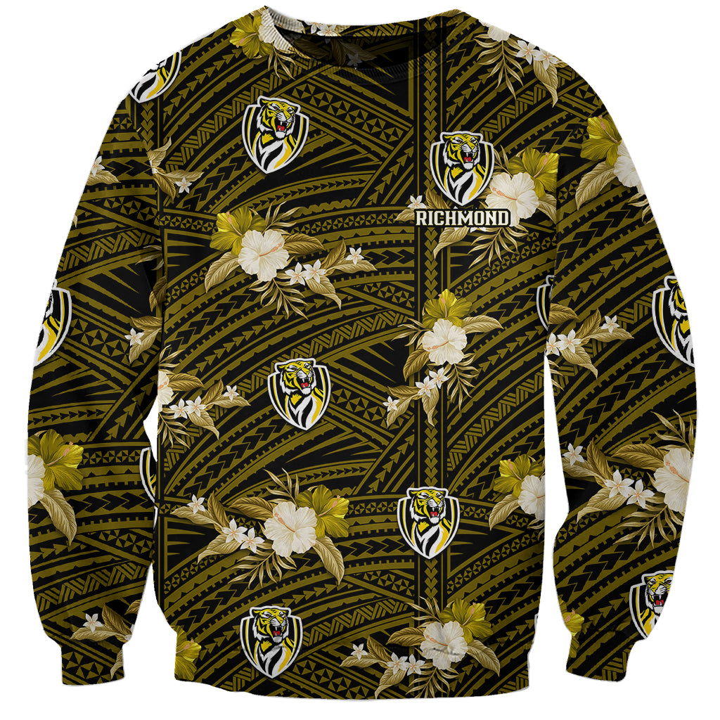 custom-text-and-number-richmond-football-sweatshirt-polynesian-tribal-mix-tropical-hawaiian-style