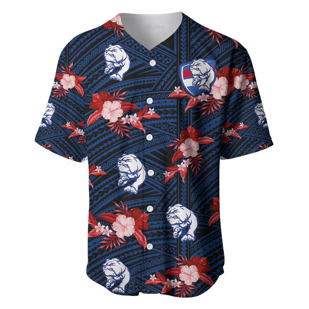 custom-text-and-number-western-bulldogs-football-baseball-jersey-polynesian-tribal-mix-tropical-hawaiian-style