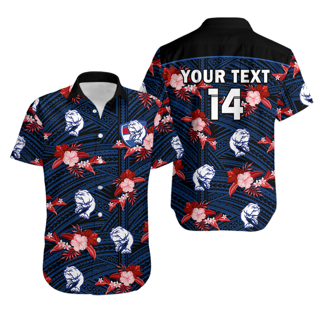 custom-text-and-number-western-bulldogs-football-hawaiian-shirt-polynesian-tribal-mix-tropical-hawaiian-style