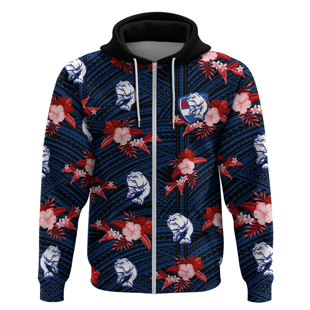 custom-text-and-number-western-bulldogs-football-hoodie-polynesian-tribal-mix-tropical-hawaiian-style