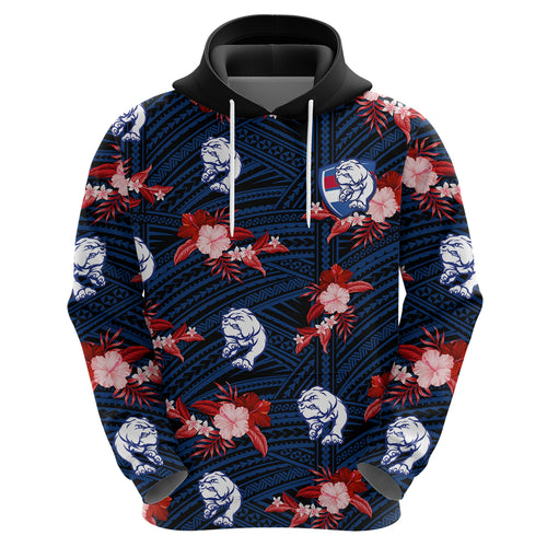 custom-text-and-number-western-bulldogs-football-hoodie-polynesian-tribal-mix-tropical-hawaiian-style