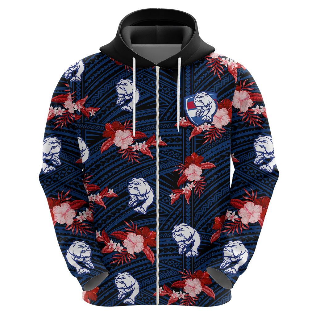 custom-text-and-number-western-bulldogs-football-hoodie-polynesian-tribal-mix-tropical-hawaiian-style