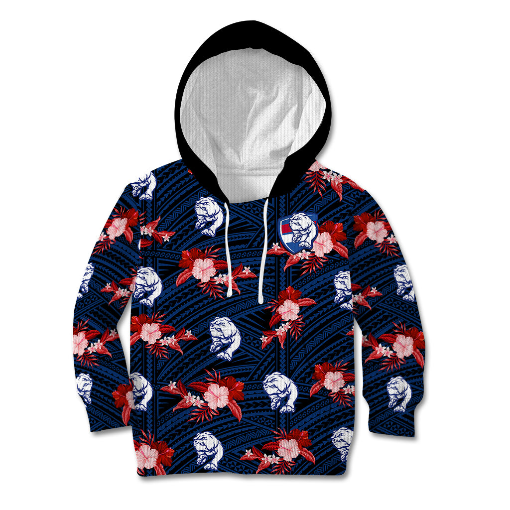custom-text-and-number-western-bulldogs-football-kid-hoodie-polynesian-tribal-mix-tropical-hawaiian-style