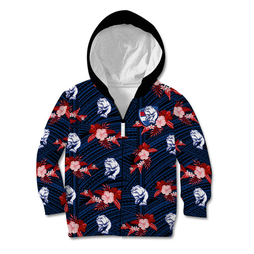 custom-text-and-number-western-bulldogs-football-kid-hoodie-polynesian-tribal-mix-tropical-hawaiian-style