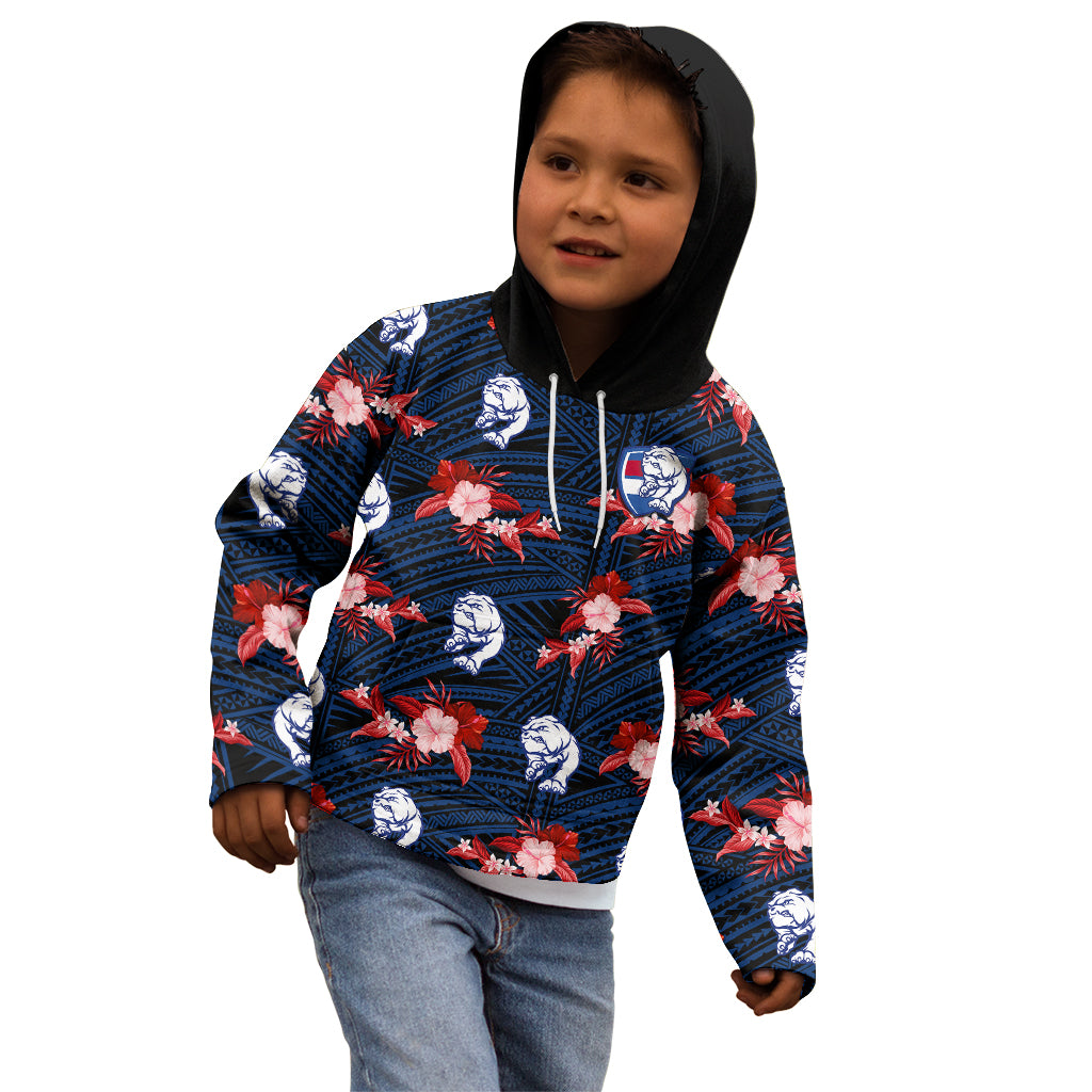 custom-text-and-number-western-bulldogs-football-kid-hoodie-polynesian-tribal-mix-tropical-hawaiian-style