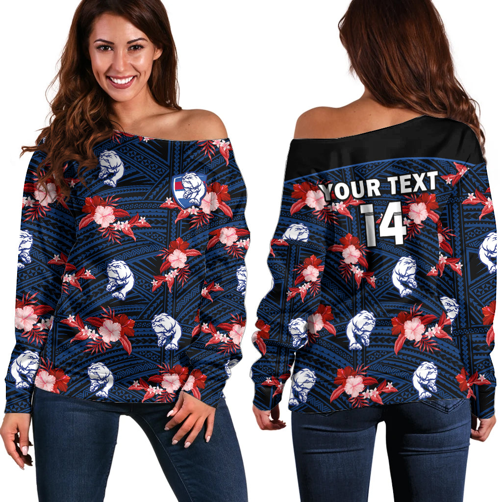 custom-text-and-number-western-bulldogs-football-off-shoulder-sweater-polynesian-tribal-mix-tropical-hawaiian-style