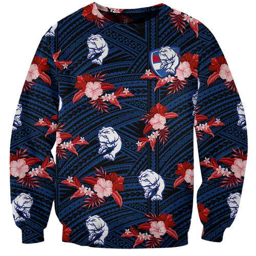 custom-text-and-number-western-bulldogs-football-sweatshirt-polynesian-tribal-mix-tropical-hawaiian-style