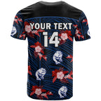 custom-text-and-number-western-bulldogs-football-t-shirt-polynesian-tribal-mix-tropical-hawaiian-style