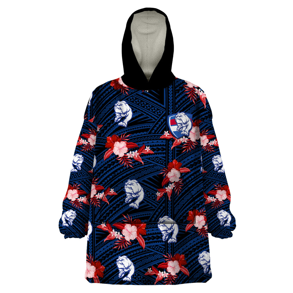 custom-text-and-number-western-bulldogs-football-wearable-blanket-hoodie-polynesian-tribal-mix-tropical-hawaiian-style
