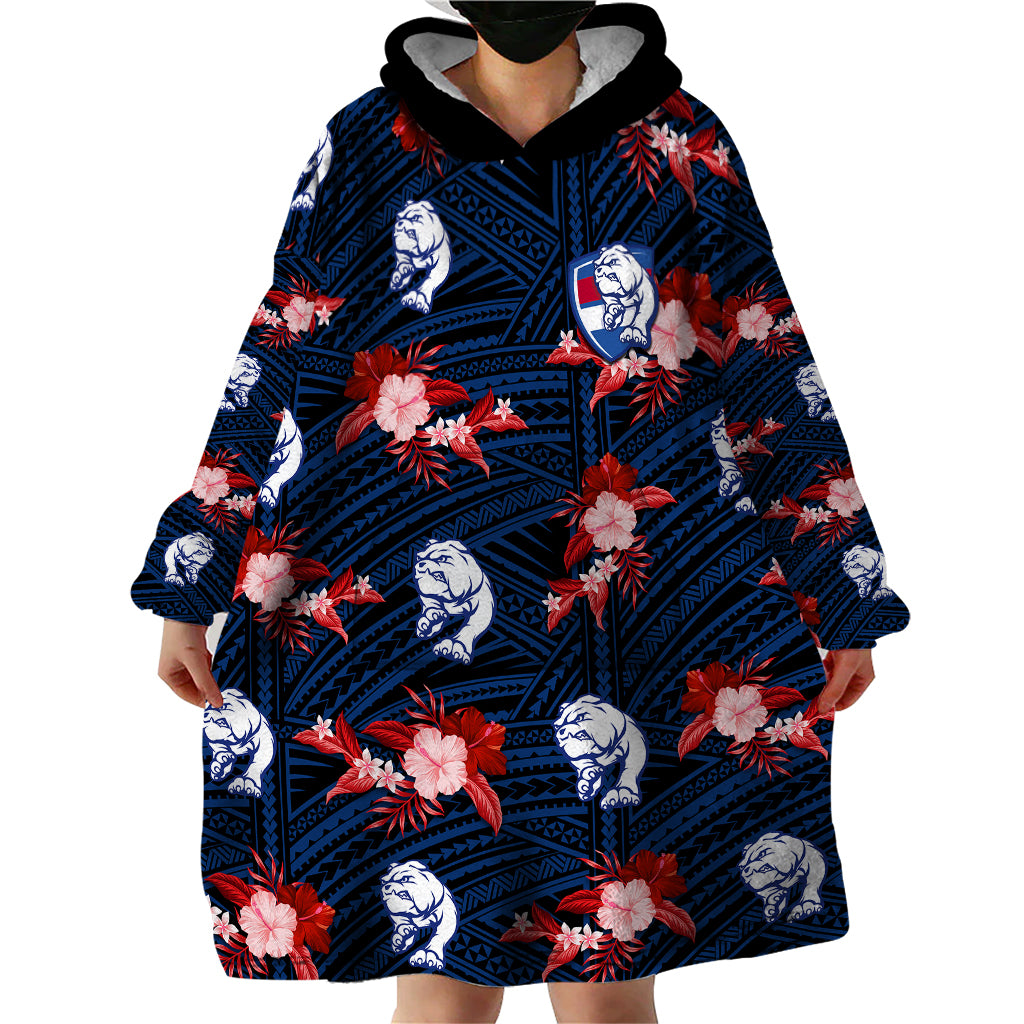custom-text-and-number-western-bulldogs-football-wearable-blanket-hoodie-polynesian-tribal-mix-tropical-hawaiian-style