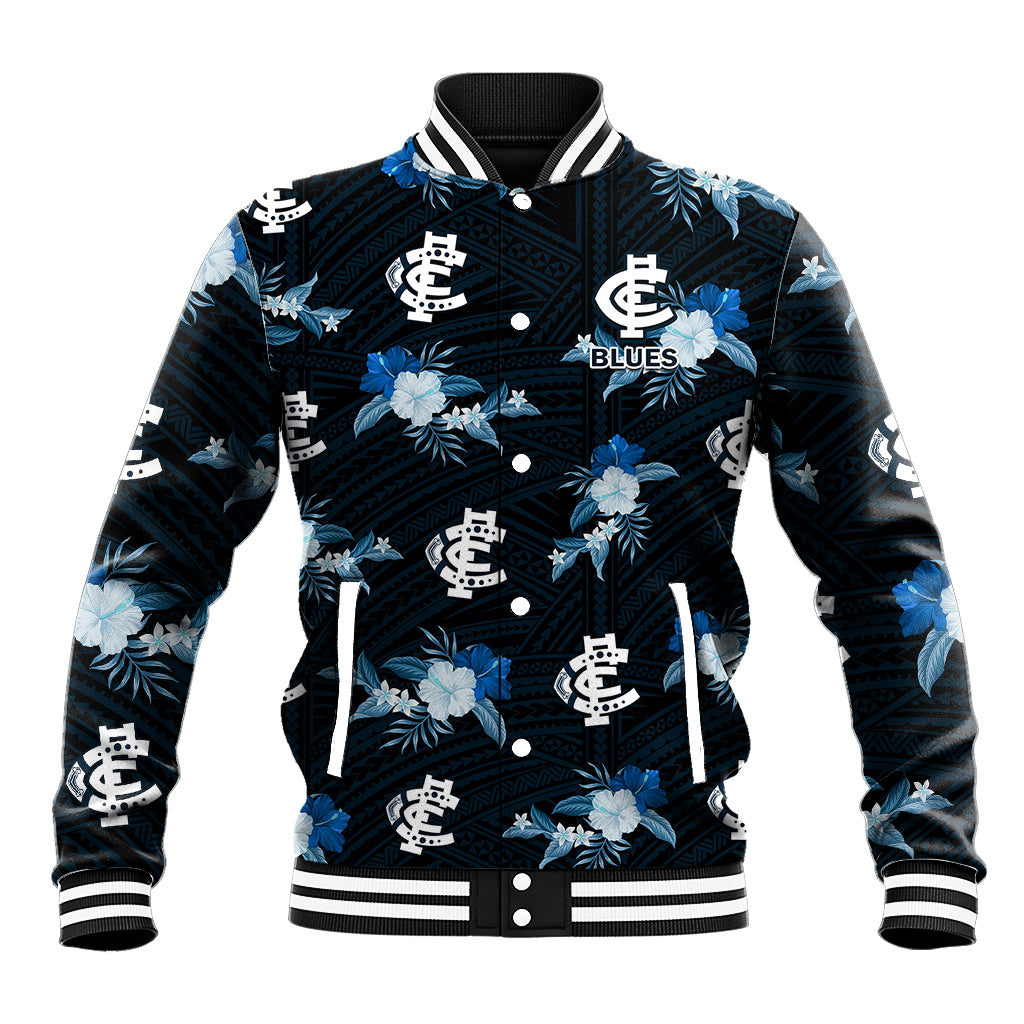 custom-text-and-number-carlton-football-baseball-jacket-blues-polynesian-tribal-mix-tropical-hawaiian-style