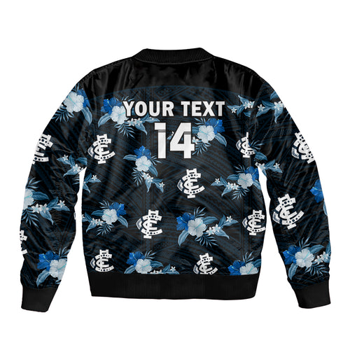 custom-text-and-number-carlton-football-bomber-jacket-blues-polynesian-tribal-mix-tropical-hawaiian-style