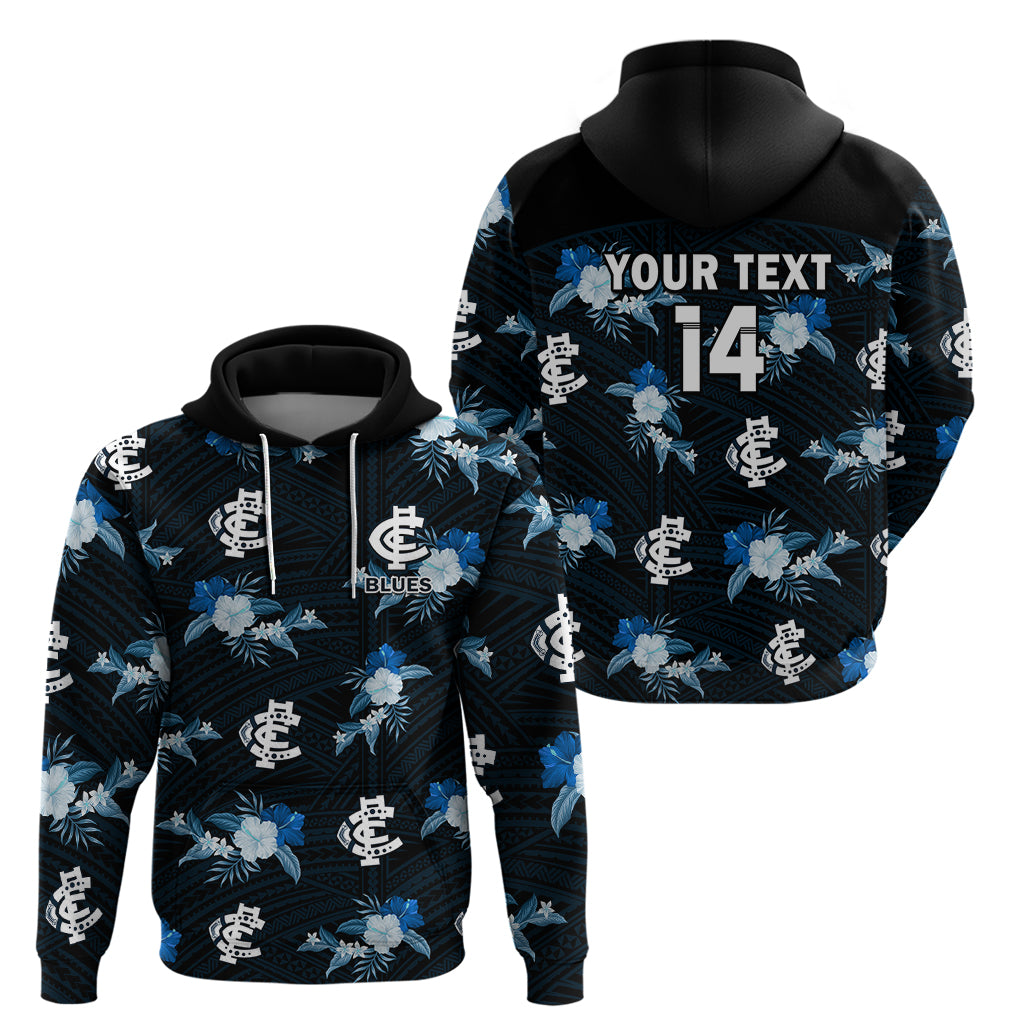 custom-text-and-number-carlton-football-hoodie-blues-polynesian-tribal-mix-tropical-hawaiian-style