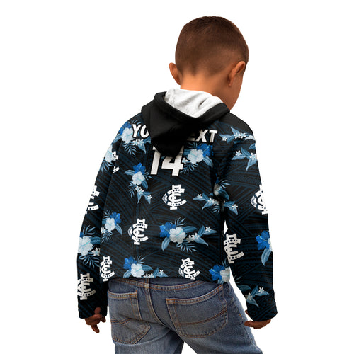 custom-text-and-number-carlton-football-kid-hoodie-blues-polynesian-tribal-mix-tropical-hawaiian-style