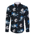 custom-text-and-number-carlton-football-long-sleeve-button-shirt-blues-polynesian-tribal-mix-tropical-hawaiian-style