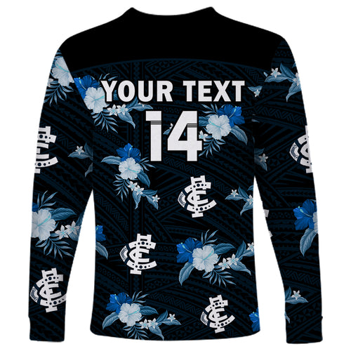 custom-text-and-number-carlton-football-long-sleeve-shirt-blues-polynesian-tribal-mix-tropical-hawaiian-style