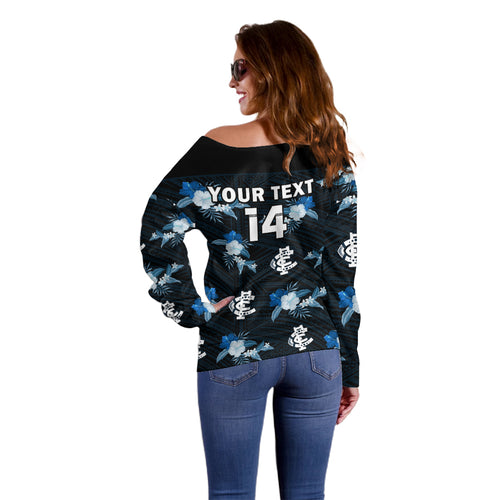 custom-text-and-number-carlton-football-off-shoulder-sweater-blues-polynesian-tribal-mix-tropical-hawaiian-style