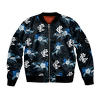 custom-text-and-number-carlton-football-sleeve-zip-bomber-jacket-blues-polynesian-tribal-mix-tropical-hawaiian-style