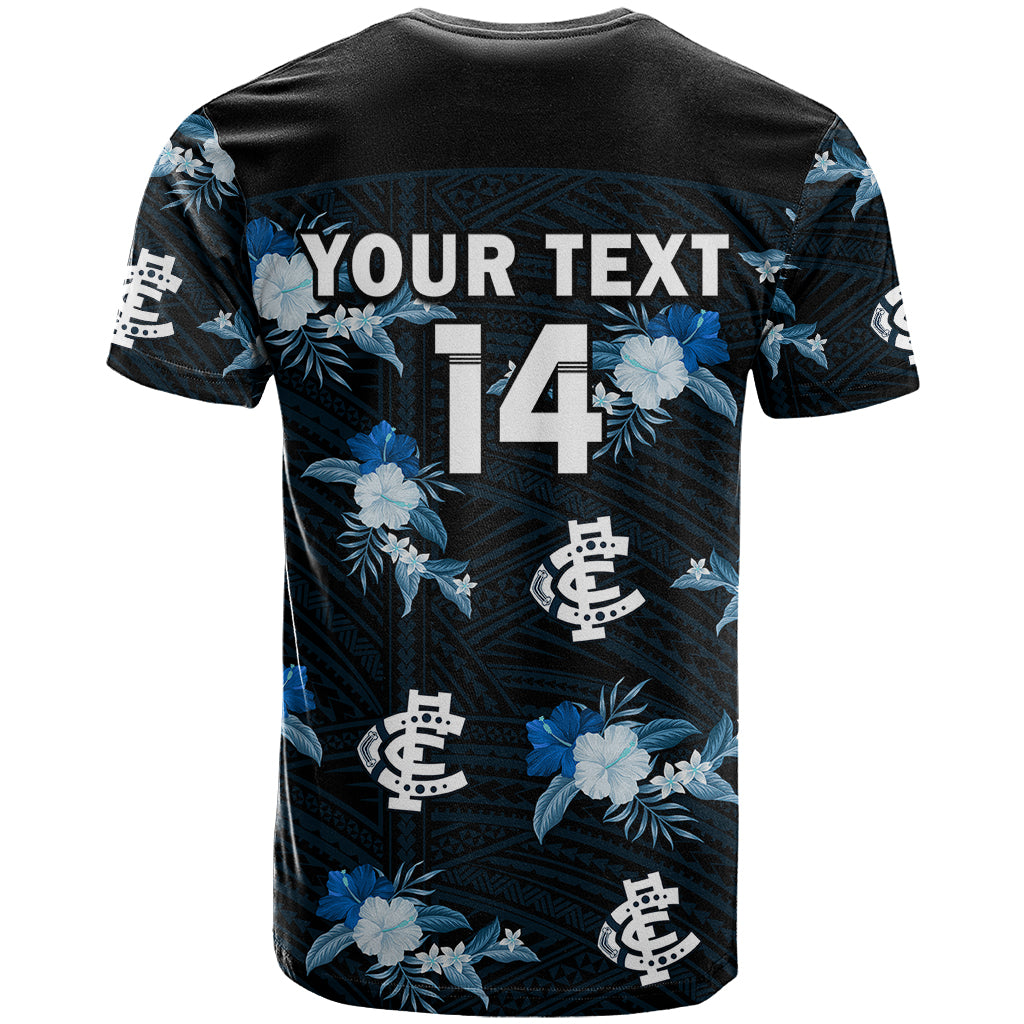custom-text-and-number-carlton-football-t-shirt-blues-polynesian-tribal-mix-tropical-hawaiian-style