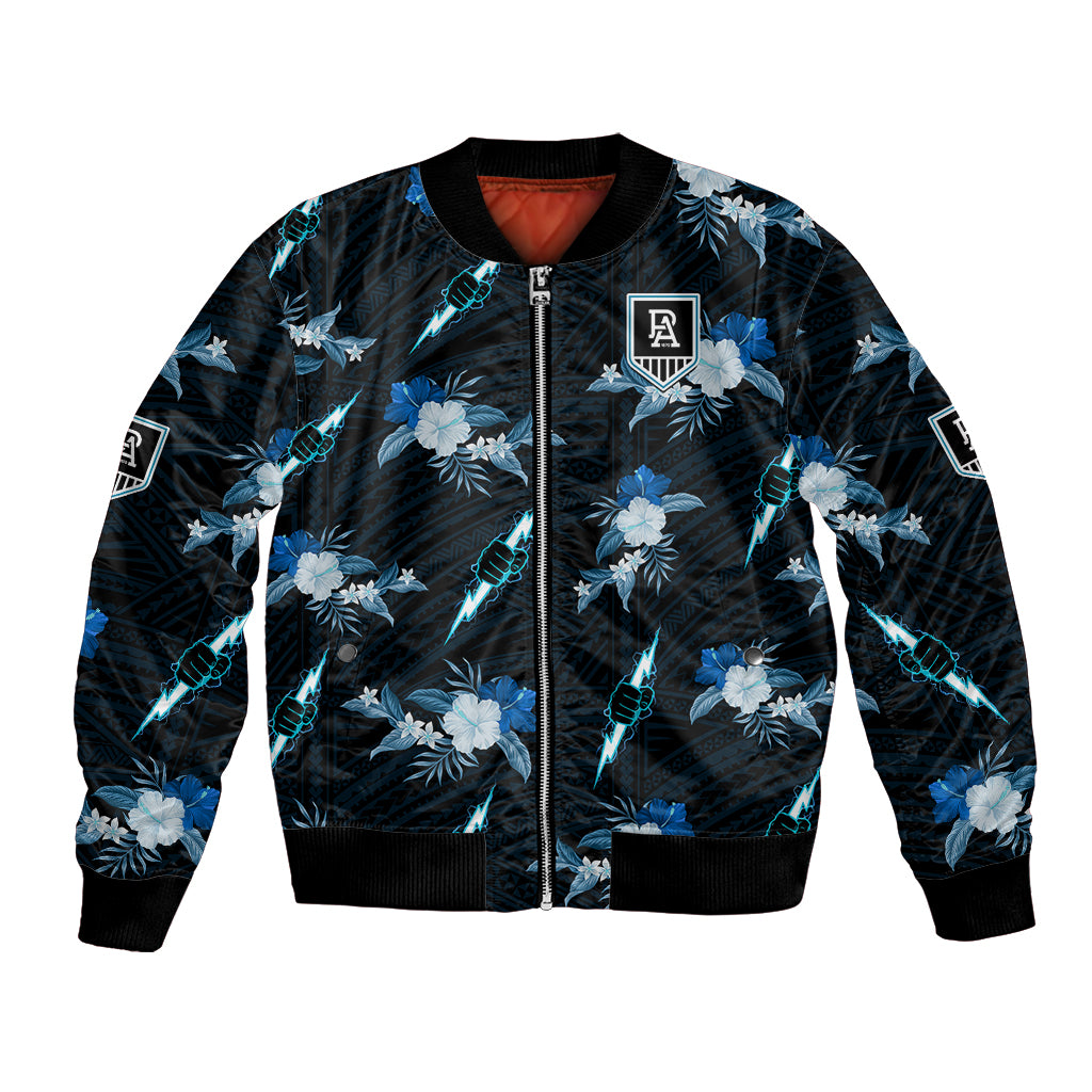 custom-text-and-number-port-adelaide-football-bomber-jacket-power-polynesian-tribal-mix-tropical-hawaiian-style