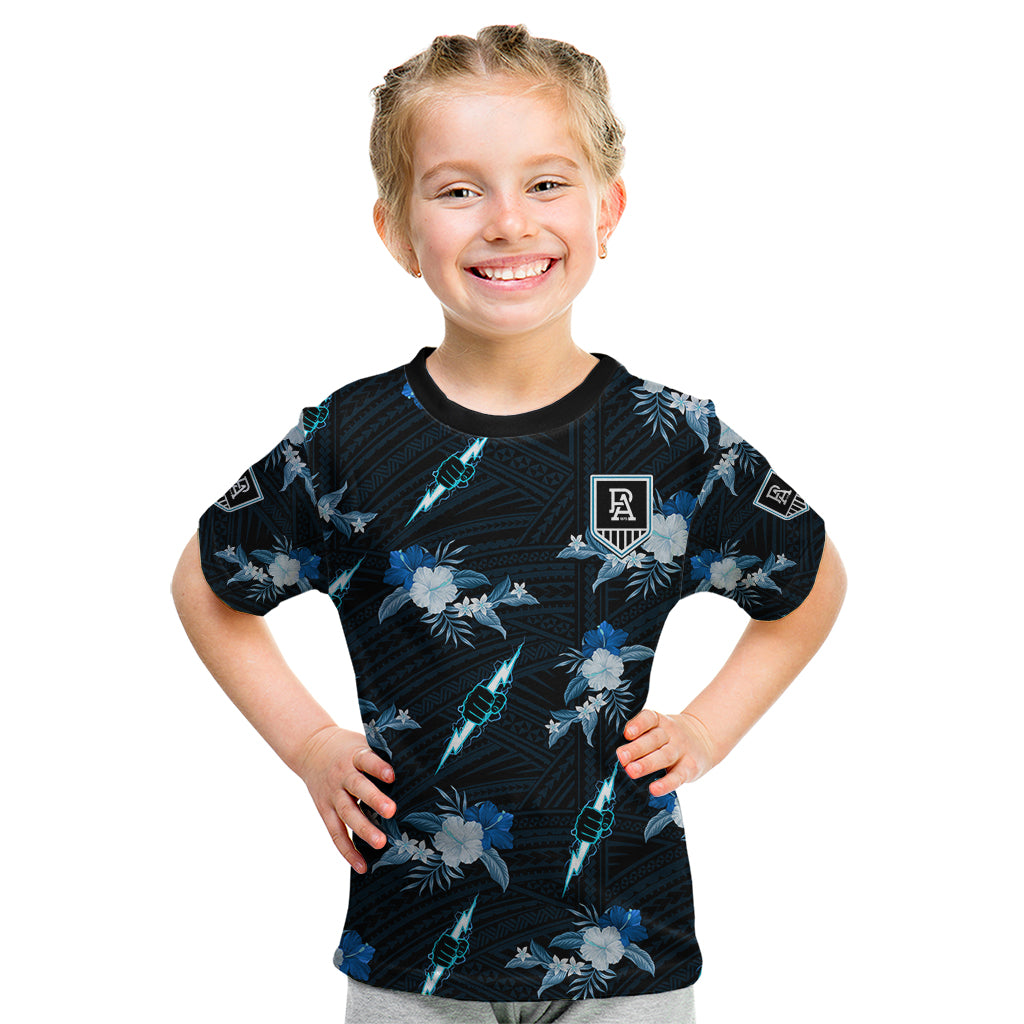 custom-text-and-number-port-adelaide-football-kid-t-shirt-power-polynesian-tribal-mix-tropical-hawaiian-style