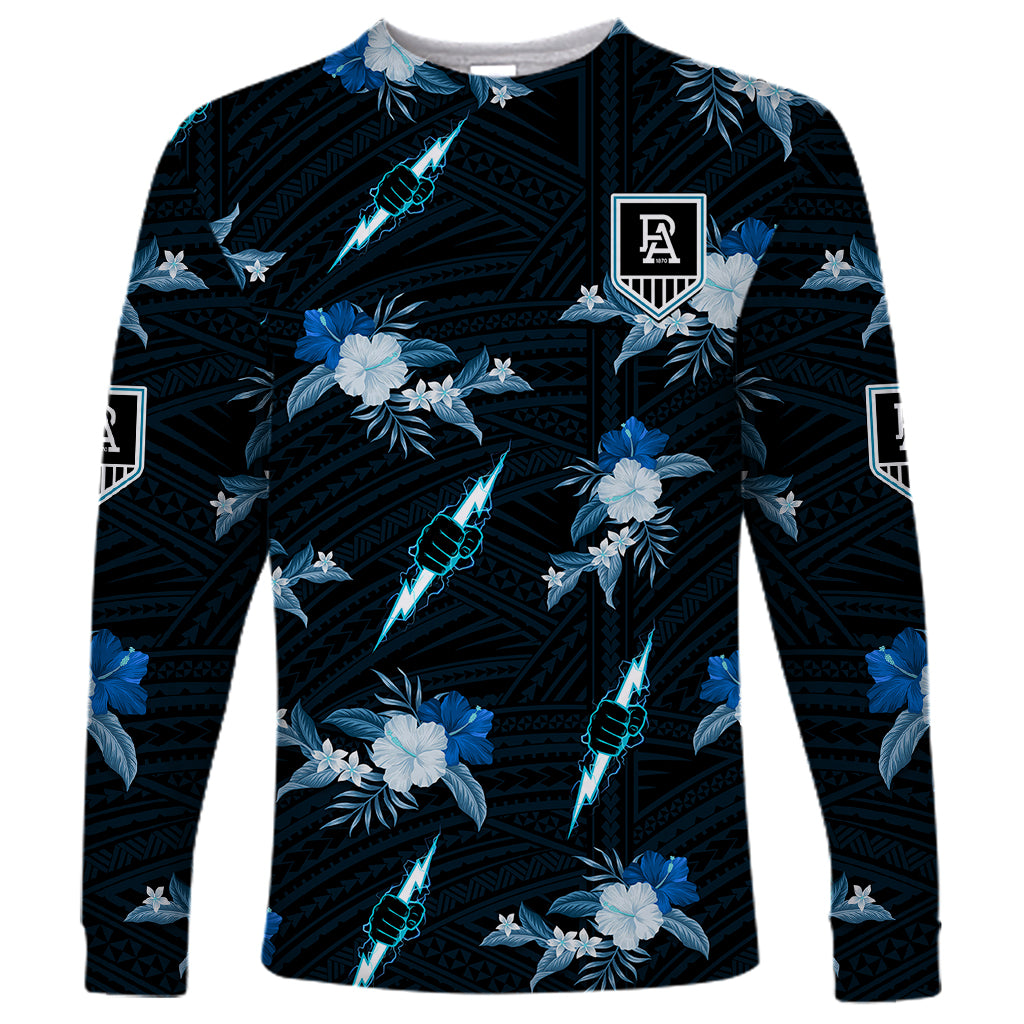 custom-text-and-number-port-adelaide-football-long-sleeve-shirt-power-polynesian-tribal-mix-tropical-hawaiian-style