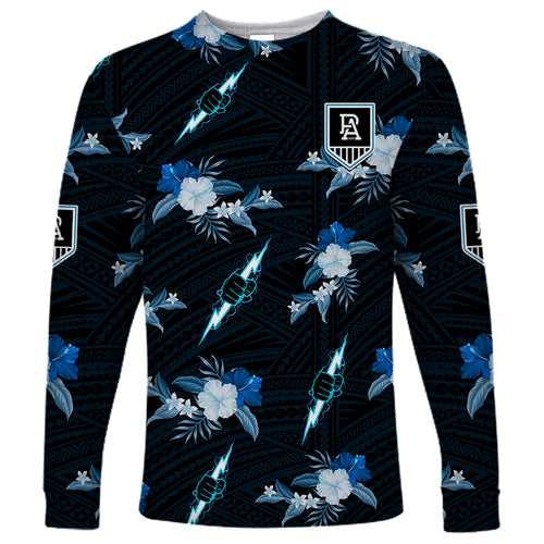custom-text-and-number-port-adelaide-football-long-sleeve-shirt-power-polynesian-tribal-mix-tropical-hawaiian-style