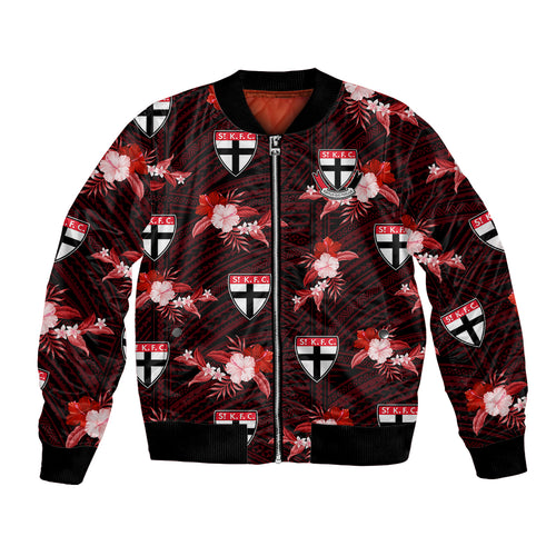 custom-text-and-number-st-kilda-football-bomber-jacket-saints-polynesian-tribal-mix-tropical-hawaiian-style