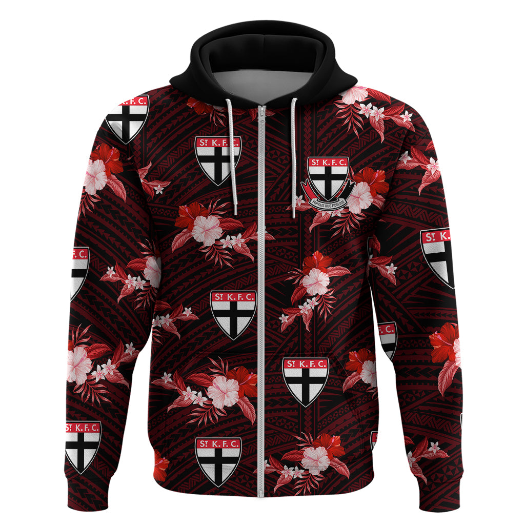 custom-text-and-number-st-kilda-football-hoodie-saints-polynesian-tribal-mix-tropical-hawaiian-style