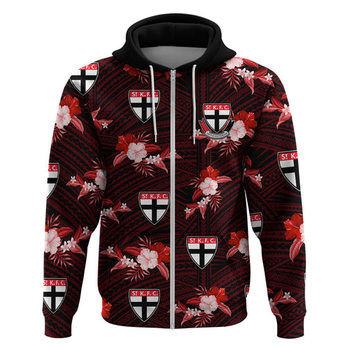 custom-text-and-number-st-kilda-football-hoodie-saints-polynesian-tribal-mix-tropical-hawaiian-style