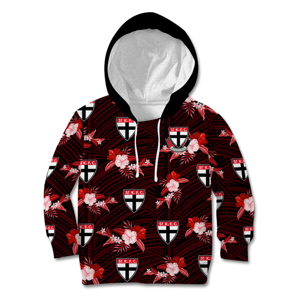 custom-text-and-number-st-kilda-football-kid-hoodie-saints-polynesian-tribal-mix-tropical-hawaiian-style