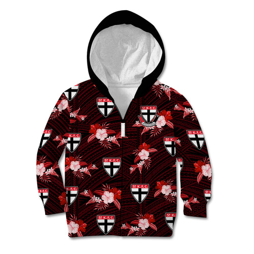 custom-text-and-number-st-kilda-football-kid-hoodie-saints-polynesian-tribal-mix-tropical-hawaiian-style