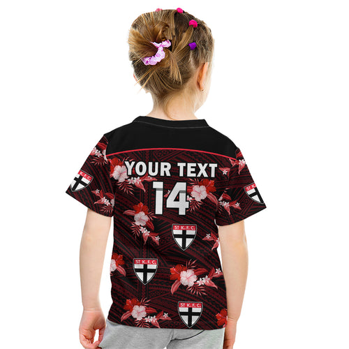 custom-text-and-number-st-kilda-football-kid-t-shirt-saints-polynesian-tribal-mix-tropical-hawaiian-style